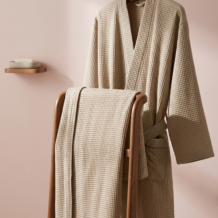 Waffle-Weave Cotton Bathrobe