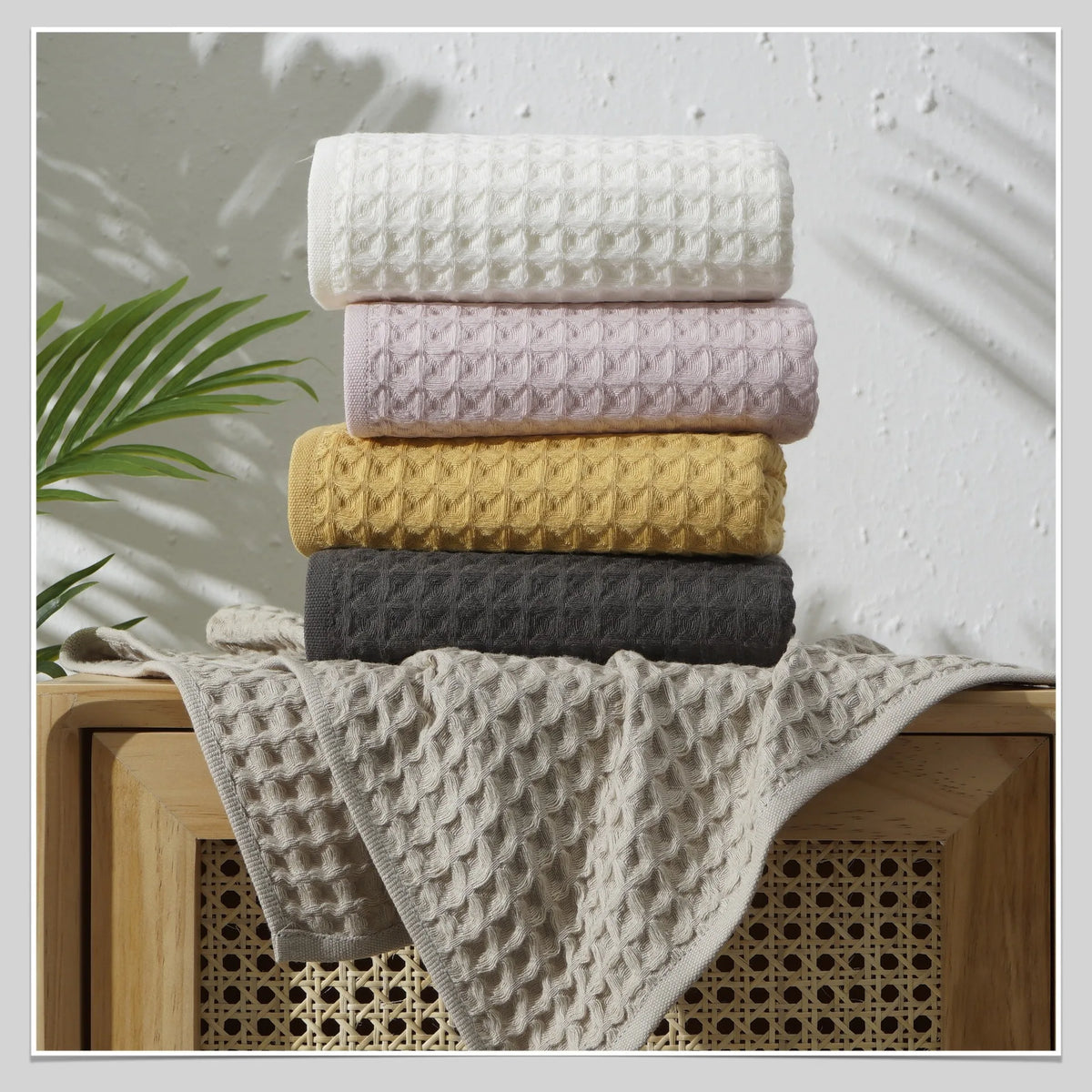Waffle-Weave Cotton Towel Set