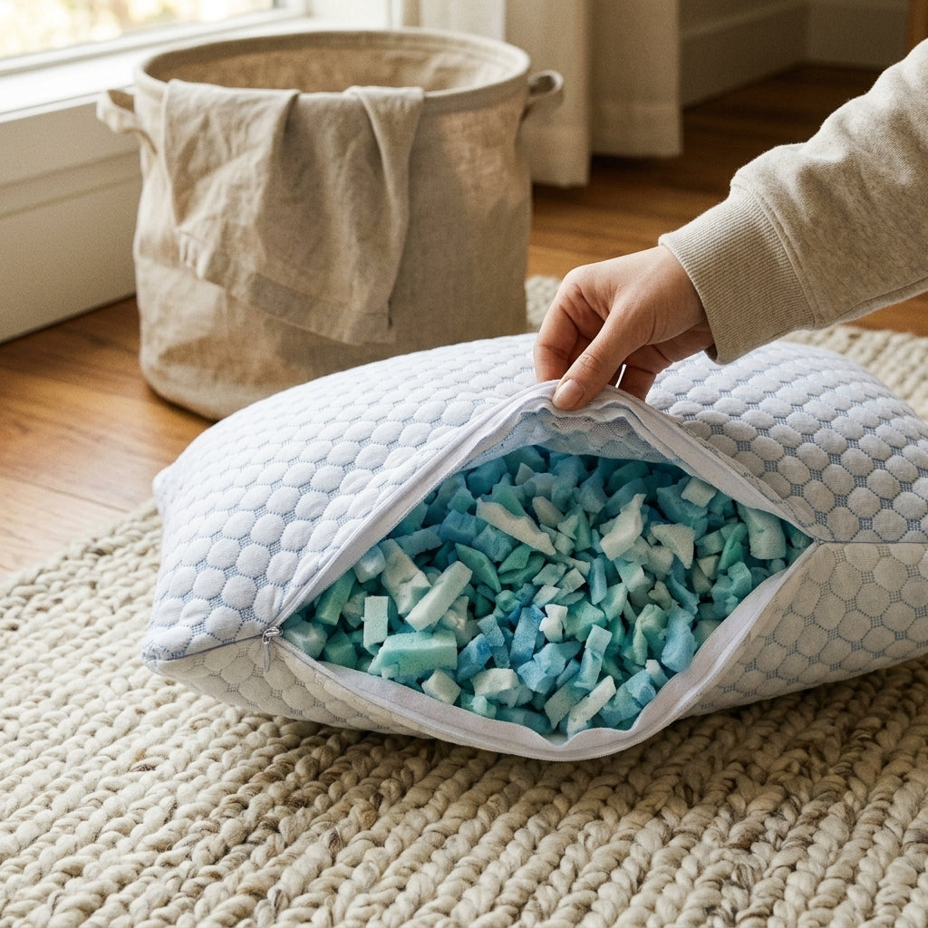 Cooling Gel-Infused Memory Foam Pillow — Adjustable Loft, Reversible Bamboo Side